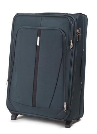 Текстильный средний дорожный чемодан на колесиках vezze 1706 размер м 64х43х28 см зеленый, тканевый