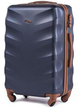 Большой пластиковый дорожный чемодан на колесах wings 402 темно-синего цвета размер l 75х48х30 см.