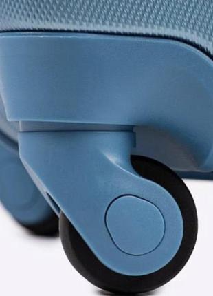 Дорожный чемодан синий пластиковый на 4 колесиках wings at01  xs(мини) для ручной клади5 фото