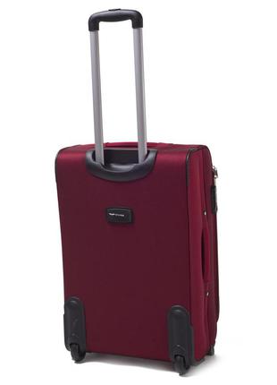 Дорожный средний текстильный чемодан на колесах  vezze 1706 размер м бордовый, тканевый чемодан на два колеса2 фото