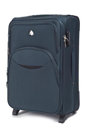 Дорожный текстильный чемодан на два колеса wings 1708 размер м (средний) зеленого цвета1 фото