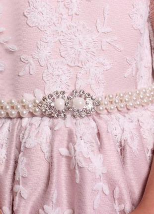Нарядна сукня для дівчинки пудра з білим мереживом на 5-6 років6 фото