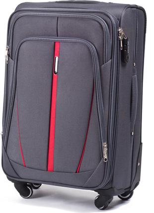 Текстильный дорожний серый чемодан на колесах размера s ручная кладь wings чемодан в дорогу ручная кладь