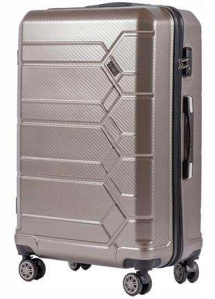 Дорожня валіза на коліщатках з полікарбонату pc185 бронзовий колір розмір м 25x43x67 см. (середній)