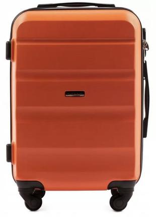 Дорожный яркий чемодан оранжевый на 4 колесах пластиковый wings at01 размер s ручная кладь2 фото
