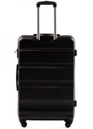 Черный пластиковый чемодан дорожный четырехколесный  wings at01 размер м (средний) чемодан на колесиках2 фото
