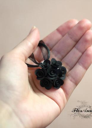 Кулон+кольцо "чёрные розы"5 фото