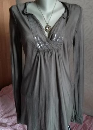 Красива ошатна шовкова блуза, італія, розмір-м - l