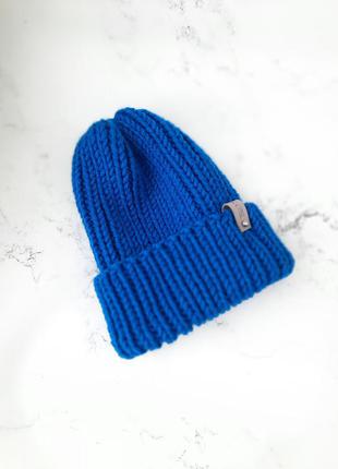 Зимняя зимова тепла жiноча женская шапка бини с отворотом