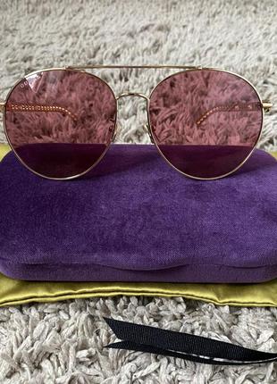 Gucci оригинал италия розовые круглые большие очки авиатор