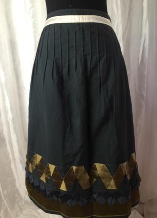 Хлопок шелк миди юбка в складку батал