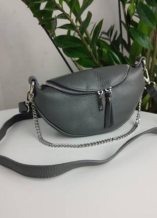 Шикарное кроссбоди пудра натуральная кожа италия маленькая сумочка бананка