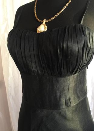 Летнее платье лен шелк, черный сарафан