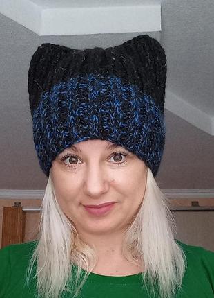 Шапка ручная робота. зима.полушерсть ангора.