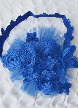 Нарядное кружевное платье для девочки 1 год детское платье синий электрик на годик8 фото
