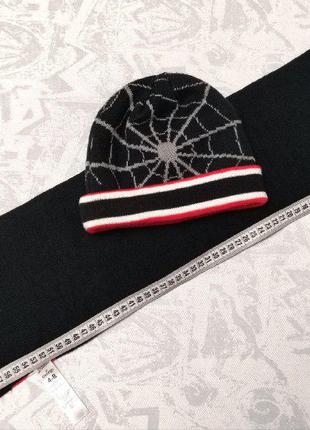Шапка і шарф для хлопчика на 4-8 років - комплект на осінь, шапка з людиною-павуком3 фото