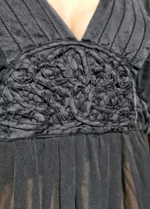 Платье полупрозрачное monsoon с шелковой отделкой вышивка лентами миди расклешенное туника накидка6 фото