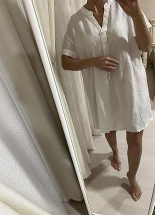 Платье рубашка белое хлопковое платье трапеция2 фото