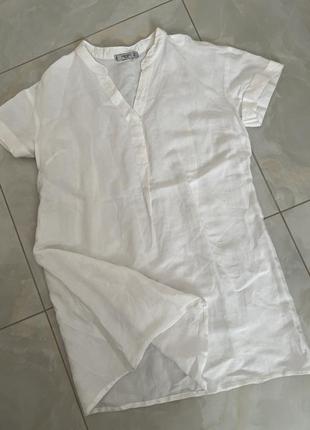 Платье рубашка белое хлопковое платье трапеция4 фото