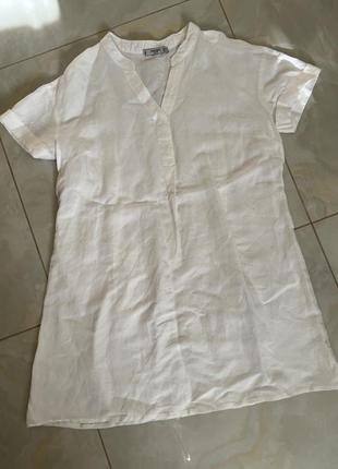 Платье рубашка белое хлопковое платье трапеция5 фото