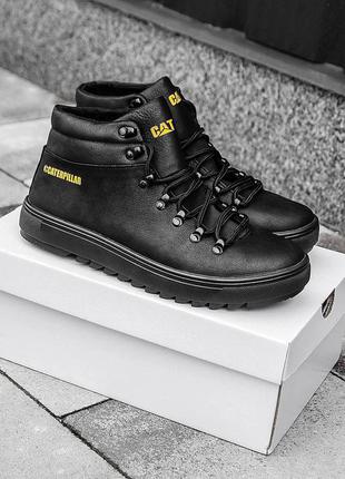 Caterpillar black winter зимові чоловічі черевики чорні катерпіллер