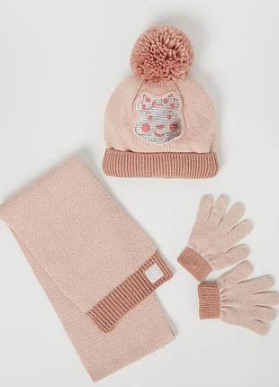 Комплект george шапка, шарф, рукавички новий зимовий набір