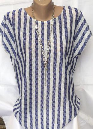 Женская легкая полосатая блузка на лето в больших размерах1 фото