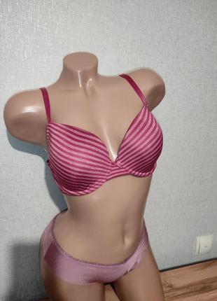 Рожевий бюстик в смужку, ліфчик, бюстгальтер, нижня білизна, спідня білизна