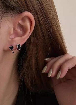 Стильные серьги сердце, серебро 925 2