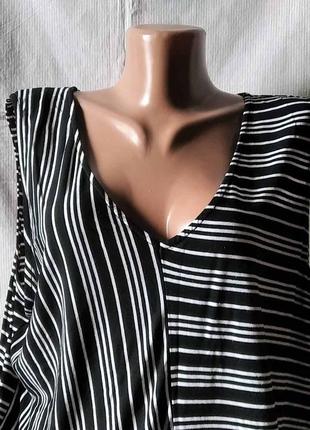 Блуза подовжена а-силует трикотаж смужка батал2 фото