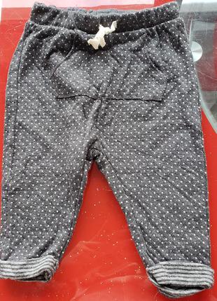 Zara babygirl штани джоггеры теплі з начосом дівчинку 6-9 м 68-74см сірі як нові