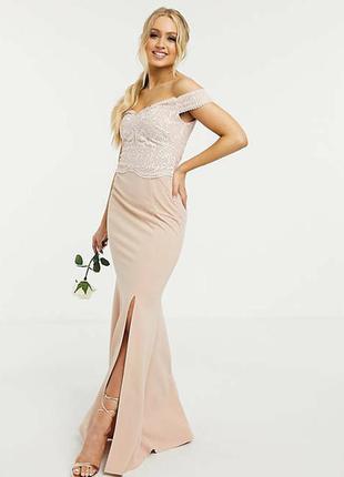 Lipsy victoria halter embroidered bridesmaid dress женское платье