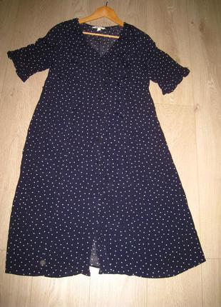 Платье h&m mama из вискозы темно- синее в мелкий горох2 фото