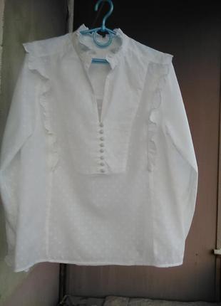 Шикарная винтажная блуза с рюшами в горошек3 фото