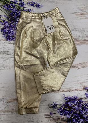 Брюки, штаны золотые, золотистые zara, на 116 см( на 5-6 лет)5 фото