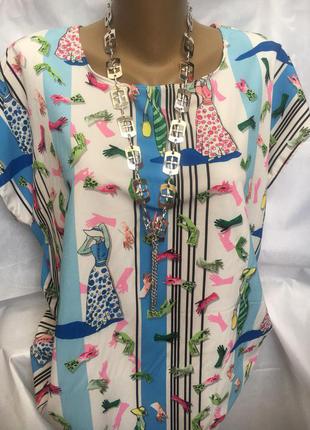 Блузка жіноча з принтом на літо 48-66