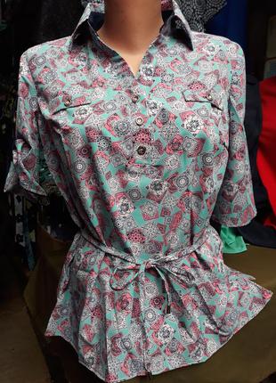 Блузка женская легкая с коротким рукавом и карманами обманка2 фото