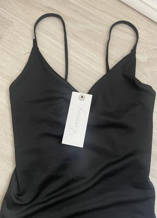 Красивое вечернее боди чёрное со стразами