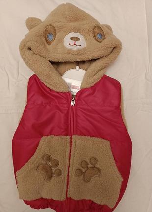 Розовая жилетка с ушками для девочки