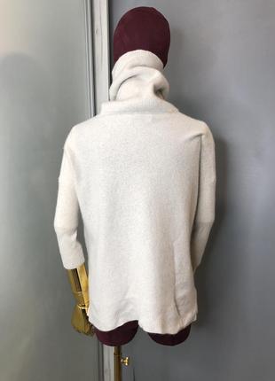 Кашемировый свитер джемпер водолазка оверсайз кашемир 100% люкс премиум молочный белый3 фото