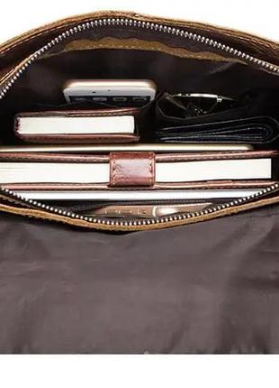 Стильная мужская сумка на плечо месенджер коричневая мягкая кожа натуральная5 фото