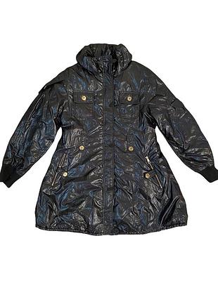 Женское чёрное демисезонное пальто