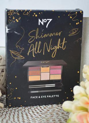 Фирменная палетка для лица и глаз no7 shimmer all night face & eye palette2 фото