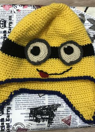 Шапка миньен ручная работа на 5-9 лет