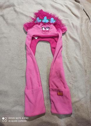 Шапка с перчатками троль розочкс размер универсальный от 1-10 лет