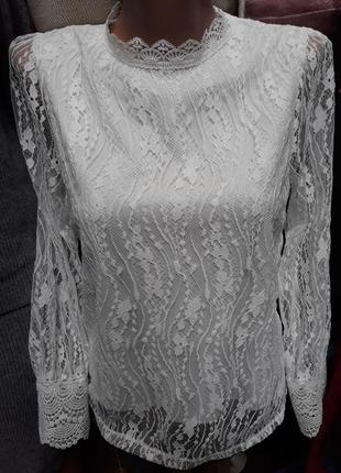 Женская нарядная блуза с прозрачными рукавами1 фото