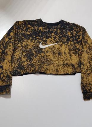 Nike винтажный свитшот кроп-топ кастом tie-dye