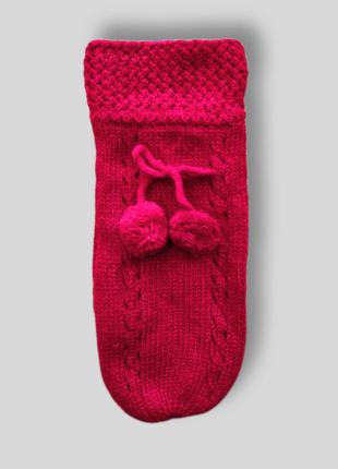 Червоні в'язані жіночі теплі рукавиці подвійна в'язання