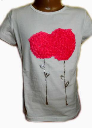Нарядная футболка с объемным рисунком 110,116,128