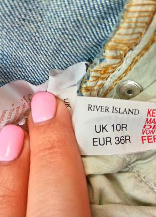 Модные зауженные джинсы с потертостями river island р. 10 r/36 r3 фото